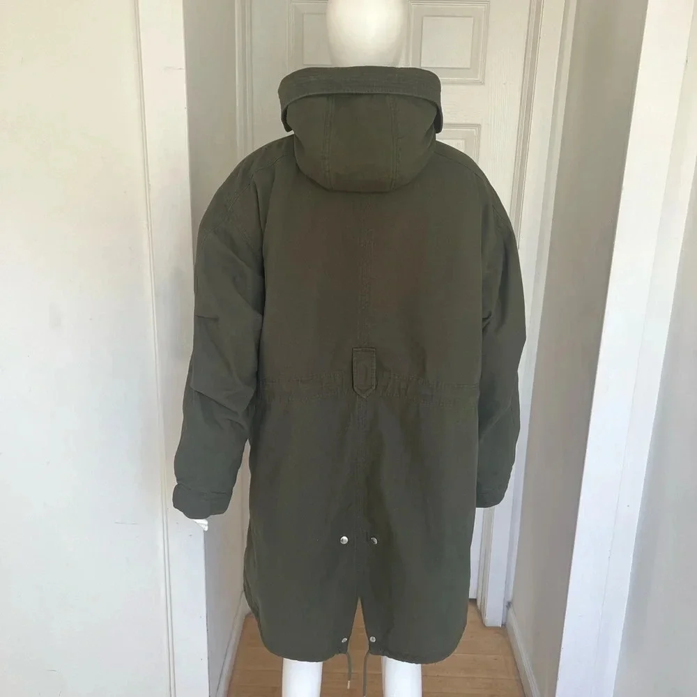 NWT $998 Zadig & Voltaire Kiwi Canvas Khaki Green Parka Coat Faux Fur Lined Sz M